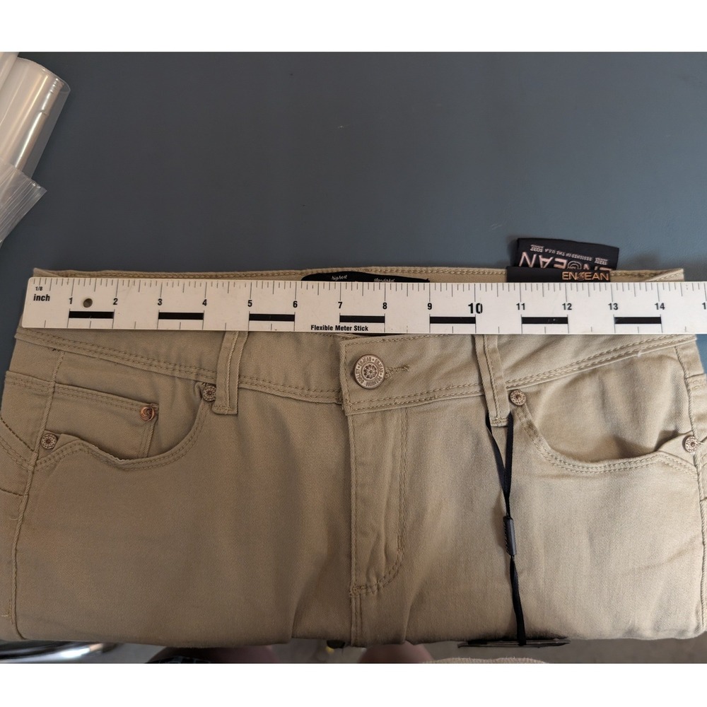 NWT Enjean Push‎ Up Ankle Skinny Pants Womens 9 Khaki Tan Mid Rise Stretch - Picture 5 of 12